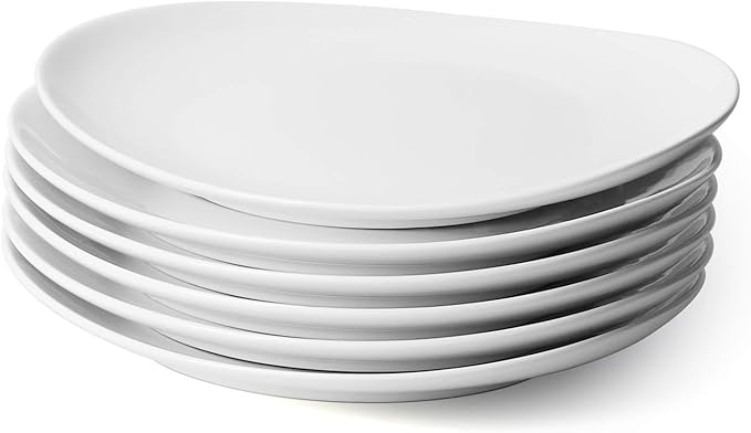 Porcelain 11-inch Dinner Plate Set of 6 - White Dinner Plates - Dishwasher, Microwave, Oven Safe, Scratch Resistant