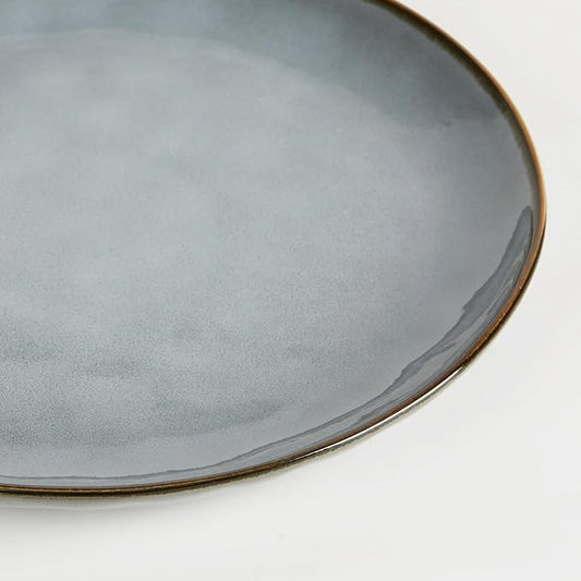 6-Piece Dinner Plate Set, 10.25-Inch Pasta Plates, Ocean Round Ceramic Dessert Plate Set, Kitchen Microwave and Dishwasher Safe, Scratch Resistant, Blue