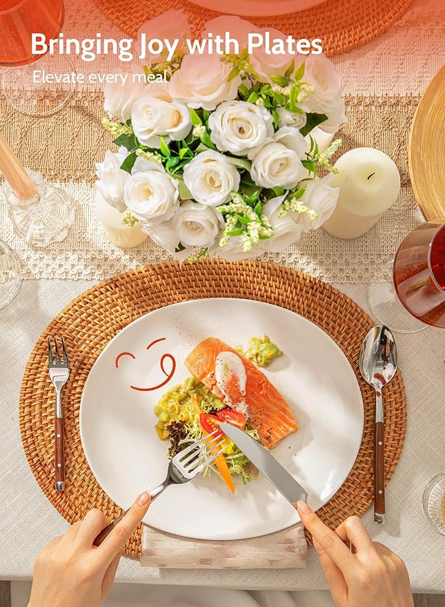 Porcelain 11-inch Dinner Plate Set of 6 - White Dinner Plates - Dishwasher, Microwave, Oven Safe, Scratch Resistant