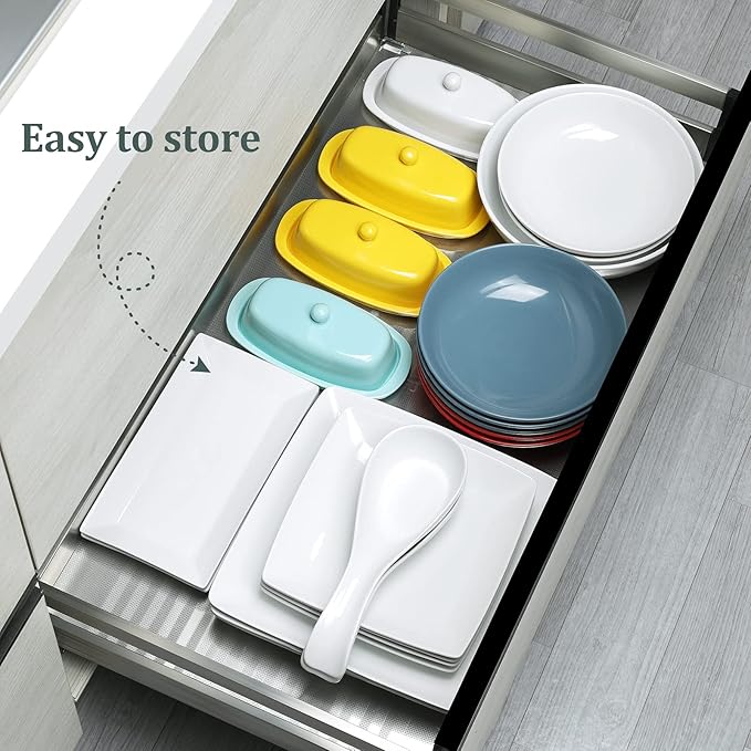 Square Porcelain Plates, 8.4 Inch Square Dinner Plates for Steak, Pasta, Salad, Snacks, Desserts, Appetizers, Set of 6, White