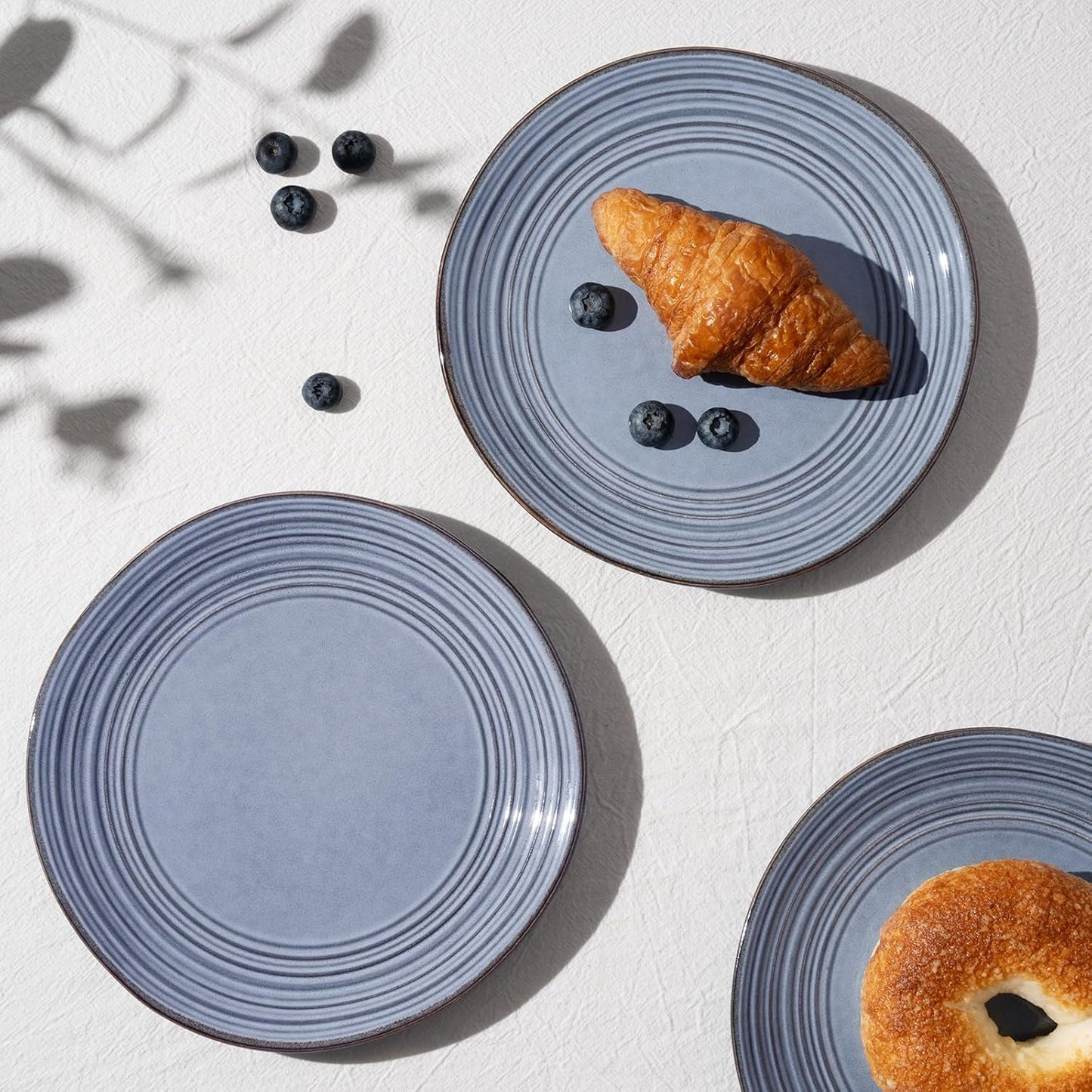 Dinner Plates, 10.25-inch 6-Piece Plate Set, Reactive Glaze Speckled Handmade Ceramic Plates, Microwave and Dishwasher Safe, Scratch Resistant, Twilight Collection, Blue