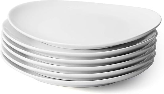 Porcelain 11-inch Dinner Plate Set of 6 - White Dinner Plates - Dishwasher, Microwave, Oven Safe, Scratch Resistant