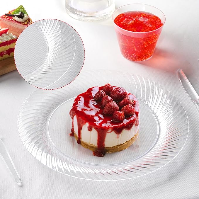 10 Inch Clear Plastic Plates, 100 Disposable Heavy Duty Dinner Plates, Premium Hard Plastic for Weddings, Parties and Events