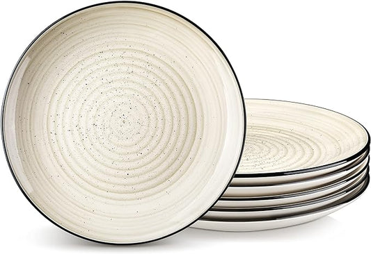 6-Piece Dinner Plate Set, 10.5-Inch Dinnerware Set, Beige Ceramic Plates, Microwave and Dishwasher Safe