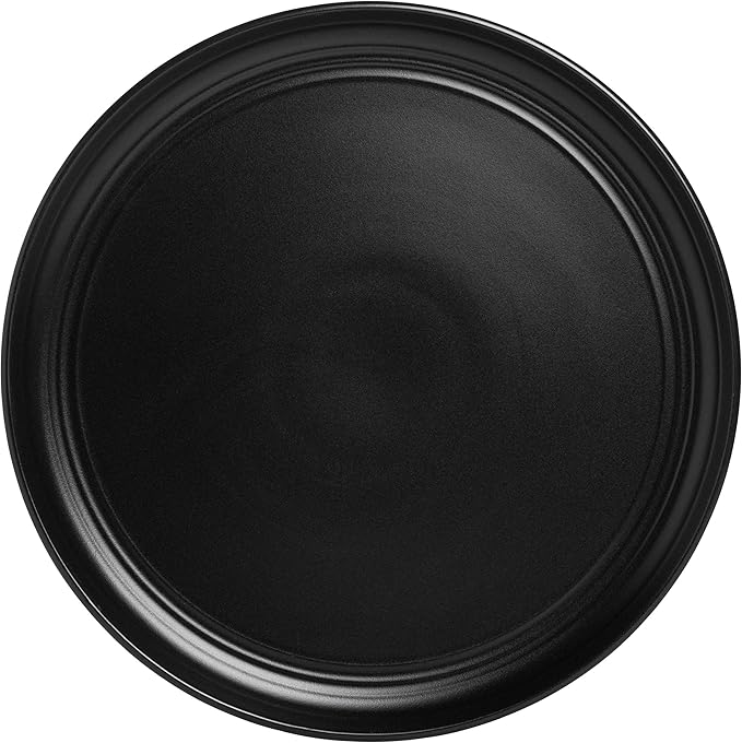 [Set of 6] 10.5-Inch Black Double-Rim Plastic Dinner Plates | Lightweight, Durable &amp; Stackable | Microwave &amp; Dishwasher Safe | Modern Minimalist Style